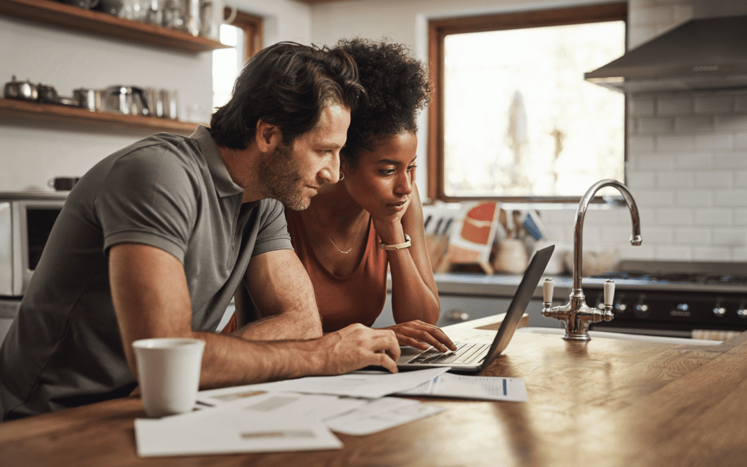 Couple browsing paperwork